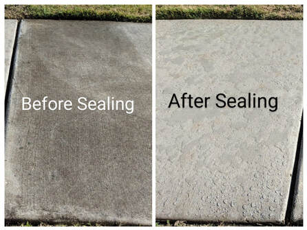 Concrete surface before and after sealing