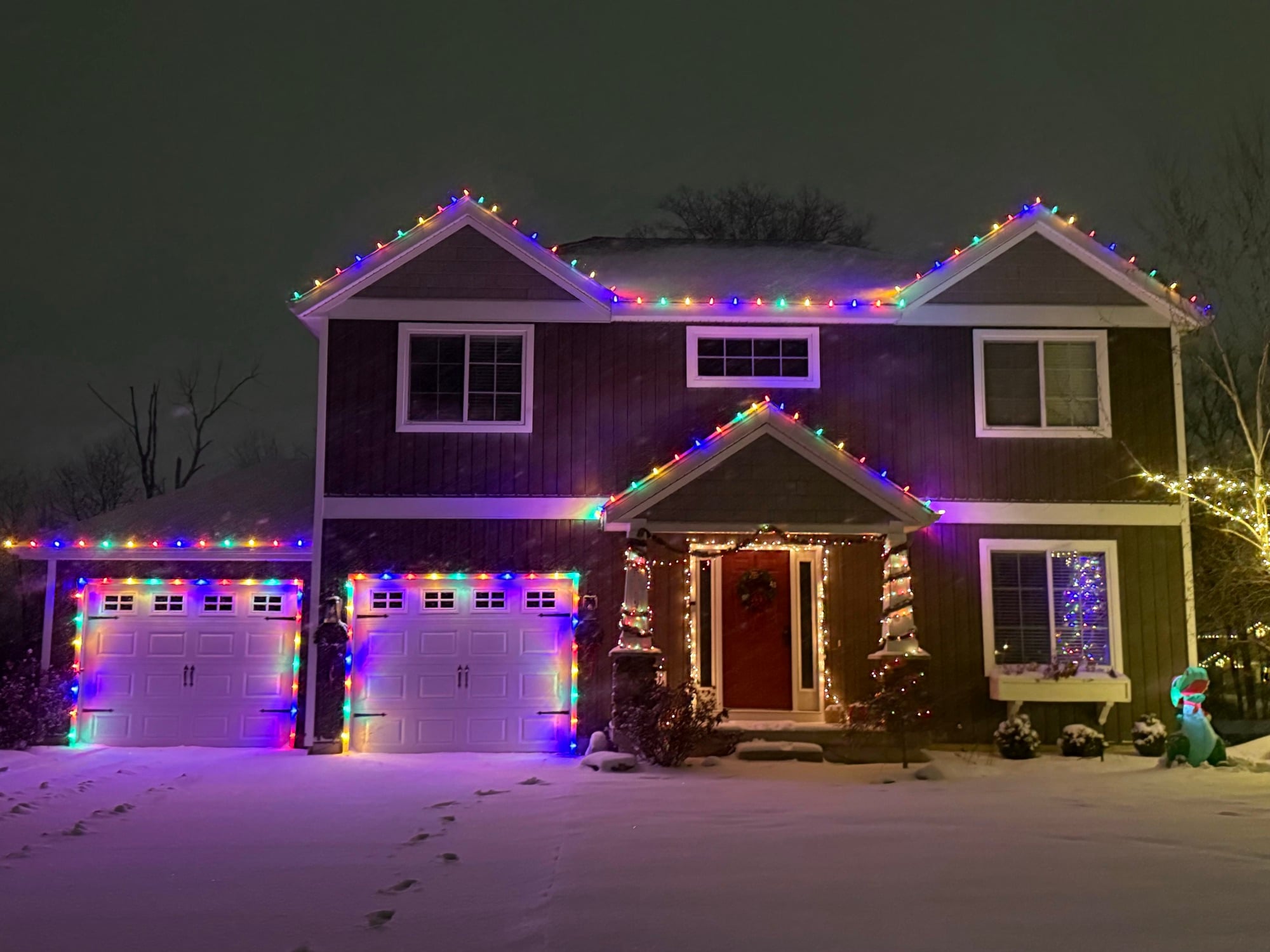 Christmas lights installed on a Grand Rapids home